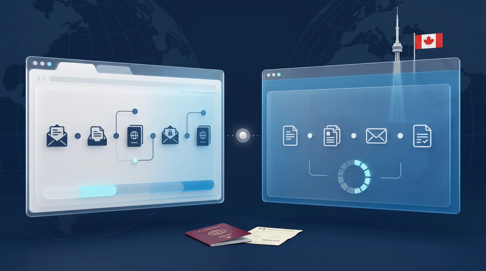 Сравнительная схема двух служб отслеживания — VFS Global и IRCC