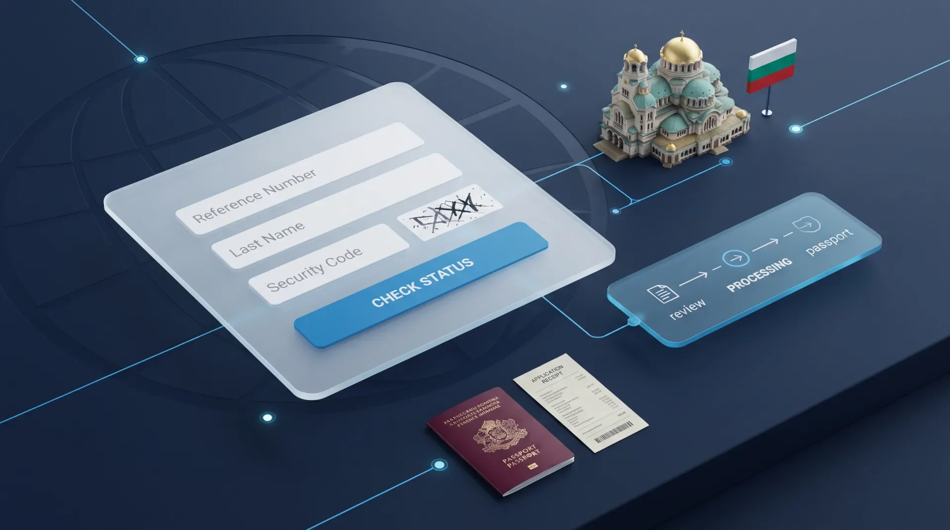 Схема формы отслеживания заявления VFS Global для Болгарии